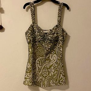 Ann Taylor green and white blouse